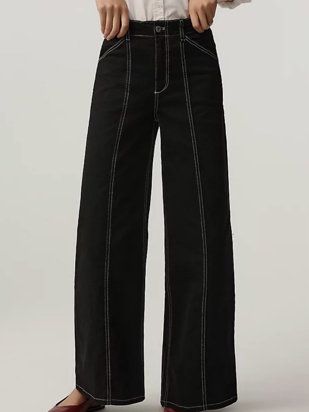 Anthropologie Maeve The Delaney Clean-Seamed Wide Leg Jeans Navy 26
